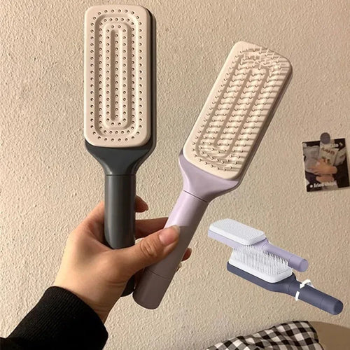 Twistclean - Self-Cleaning Anti-Static Massage Comb Scalable Rotate Lifting Self Cleaning Hairbrush